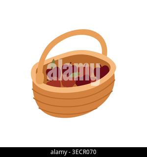 Illustration de fruits confortables dessinés à la main de pommes dans un panier pour l'emballage, le menu de saison, le café, le livre de recettes ou les projets d'automne Illustration de Vecteur