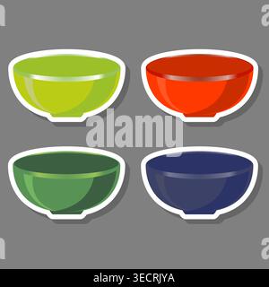 Illustration sur le thème Set symboles pour bol vide avec jante pour soupe, logo bol vide pour soupe composé de design plat avec des éléments colorés, c moderne Illustration de Vecteur