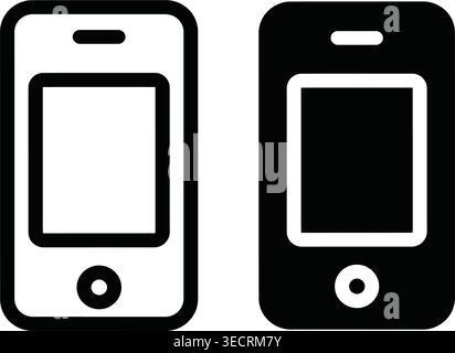 Vue avant et arrière de la maquette noire de smartphone Illustration de Vecteur