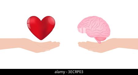 Concept cerveau et coeur. Illustration vectorielle. Illustration de Vecteur