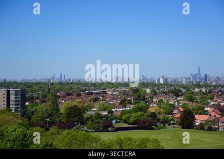 Vue panoramique de Londres depuis le sommet d'un immeuble à Woolwich, Londres Banque D'Images