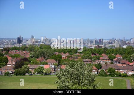Vue panoramique de Londres depuis le sommet d'un immeuble à Woolwich, Londres Banque D'Images