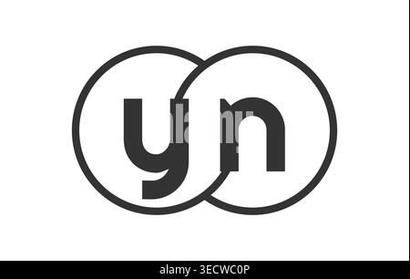 YN emblème de société d'affaires avec des ronds de contour et des lettres y n. modèle de logo de deux cercles fusionnés pour l'identité de la marque, logotype. Vecteur infini symb Illustration de Vecteur