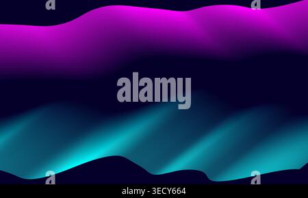 Motif dynamique d'onde numérique avec fluo-violet et cyan courbes de gradient de fluo-violet moderne conception de fond abstrait esthétique futuriste lignes lisses rhy Banque D'Images