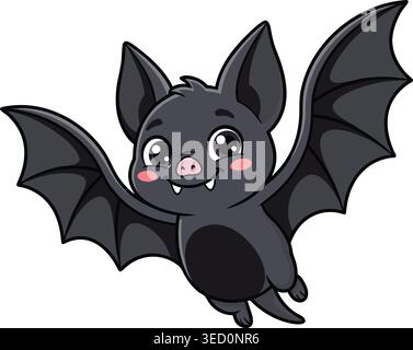 Personnage de dessin animé de bébé mignon volant avec des ailes ouvertes et de grands yeux brillants Illustration de Vecteur