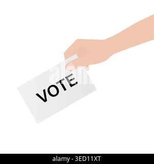 Main tenant un bulletin de vote ou un bulletin de vote. Concept électoral. Illustration vectorielle. Illustration de Vecteur