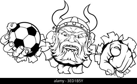 Viking Soccer Football ballon Sports Team Mascot homme Illustration de Vecteur