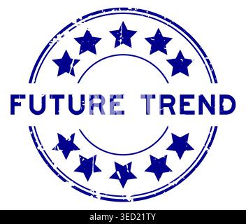Grunge bleu futur mot de tendance rond timbre de joint en caoutchouc sur fond blanc Illustration de Vecteur