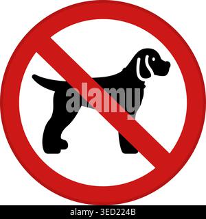 Red Sign Dog Walking est interdit. Panneau routier interdit. Icône vectorielle Illustration de Vecteur
