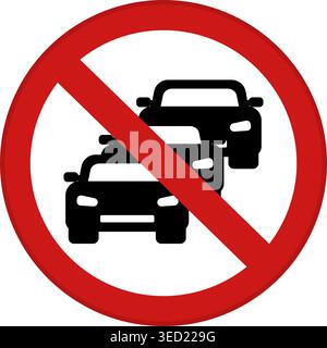 Panneau rouge pas d'embouteillage. Panneau d'avertissement. Embouteillages sur la route. Icône vectorielle Illustration de Vecteur