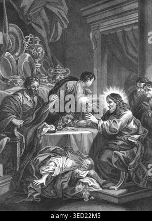 L'Onction des pieds de Jésus par Marie Banque D'Images