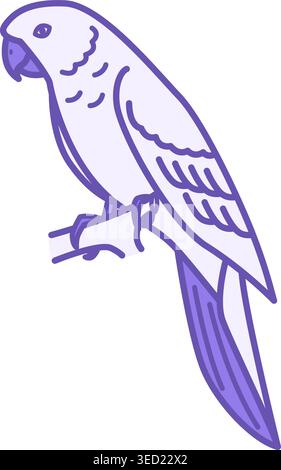 Icône couleur perroquet. Illustration vectorielle. Oiseau tropical. Perroquet domestique sur branche. Concept d'animaux Illustration de Vecteur