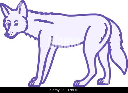 Icône couleur Coyote. Illustration vectorielle. Mammifère prédateur, loup de Prairie. Concept animal Illustration de Vecteur