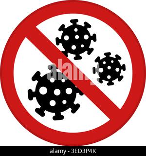Signe rouge COVID 19. Icône vectorielle. Signe rond danger Coronavirus. Arrêtez la transmission de virus Illustration de Vecteur