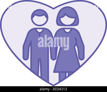 Icônes de relations colorées. Illustration vectorielle. Homme et femme, couple marié, époux, couple amoureux. Concept d'amour de mémoire Illustration de Vecteur