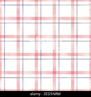 Un motif à carreaux aquarelle avec de délicates lignes roses et bleues. Crée une sensation confortable, chaleureuse et classique. Convient pour les textiles, les produits pour enfants Banque D'Images
