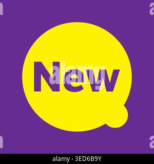 Bulle de parole jaune avec Nouveau texte sur le vecteur de fond violet vibrant Illustration de Vecteur