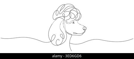 Un dessin d'un chien dans un style d'art continu à une seule ligne. Dessin vectoriel. Ligne modifiable. Illustration de Vecteur
