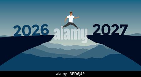 homme sautant sur une falaise de 2026 à 2027 illustration vectorielle Illustration de Vecteur