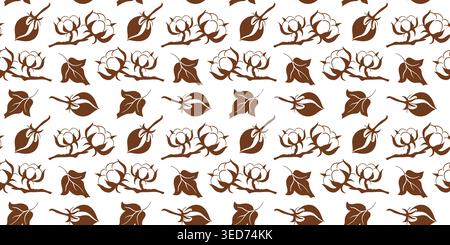 Motif végétal en coton biologique sans couture avec branches florales naturelles et bolle dans un style plat. Illustration de conception textile botanique pour tissu, papier Illustration de Vecteur