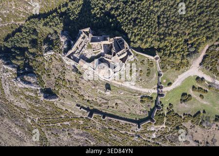 Espagne, Aragon, Loarre, château de Loarre (vue aérienne) Banque D'Images
