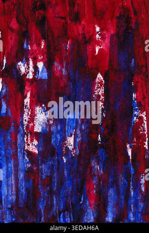 Texture abstraite grunge rouge bleu. Fond de peinture acrylique foncé Banque D'Images