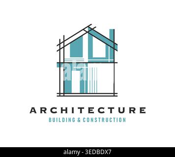 Icône de construction de bâtiment, panneau de service de réparation Illustration de Vecteur