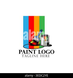 Peindre le logo de service avec pinceau et illustration de concept de couleur Illustration de Vecteur