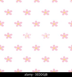 Simple motif de Marguerite rose sans couture avec un style minimal et des tons doux, parfait pour le tissu, pépinière, papier peint, papier d'emballage, et un design moderne et épuré Illustration de Vecteur