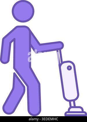 Icône de nettoyage colorée. Icône vectorielle d'un homme nettoyant avec un aspirateur. Concept hôtelier et touristique Illustration de Vecteur