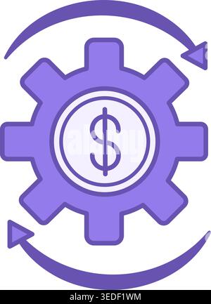 Icône couleur de gestion de l'argent. Icône vectorielle de l'équipement avec Dollar Sign et flèche. Investissements, circulation financière, transactions financières, revenus de F Illustration de Vecteur
