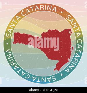 Vintage Santa Catarina, logo rond du Brésil. Badge d'état à rayures ondulées vieillies avec texture grunge scratch. Santa Catarina, emblème de carte rétro du Brésil. Illustration de Vecteur