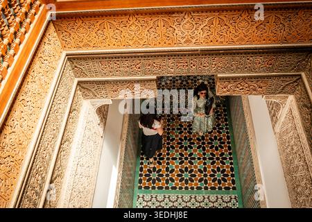 Ben Youssef Madrasa, XIVe siècle, Marrakech, maroc, afrique Banque D'Images