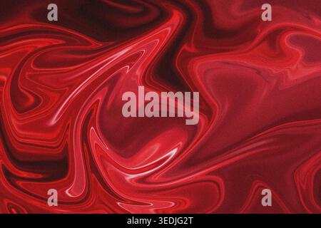 Cette image présente un superbe design marbré avec des courbes fluides rouges profondes et brillantes, créant une sensation de mouvement et de fluidité. Banque D'Images