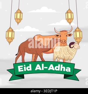 illustration dessinée à la main pour la célébration de l'eid al adha Illustration de Vecteur