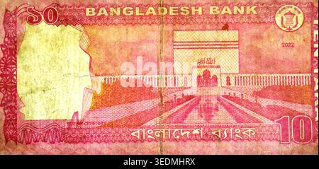 Le verso d'un billet Bangladesh 10 Taka, représentant la mosquée nationale Baitul Mukarram, Bangladesh Taka Banque D'Images