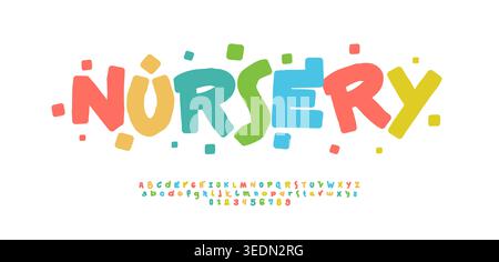 Fun Playful font logo Alphabet Joyful Letter Set typographie moderne, Creative Typographic Design for Comics Title Text, Kid Poster Headline, nursery Illustration de Vecteur