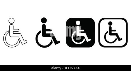 Icônes de signe accessible en fauteuil roulant dans divers styles graphiques noir et blanc vecteur Illustration de Vecteur