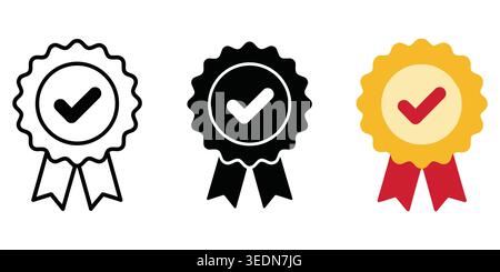Ensemble d'icônes de badge d'approbation avec symbole de coche dans différents styles vecteur Illustration de Vecteur