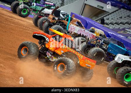 El Toro Loco en action lors d'une manche de course. Monster Jam a eu lieu au Corinthians Stadium, à Sao Paulo, au Brésil. Banque D'Images