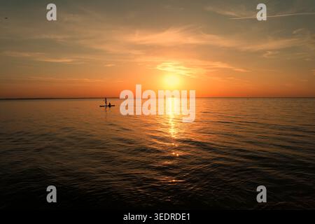 Coucher de soleil sur l'île de Poel Banque D'Images