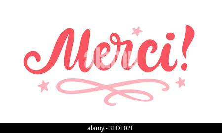 Merci en lettrage français calligraphie Illustration de Vecteur