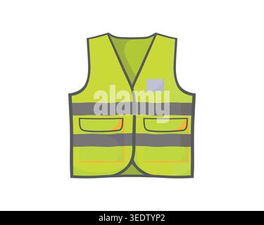 Gilet de sécurité réfléchissant jaune vif conçu pour la visibilité et la protection, couramment utilisé par les travailleurs de la construction et de la route. Illustration de Vecteur