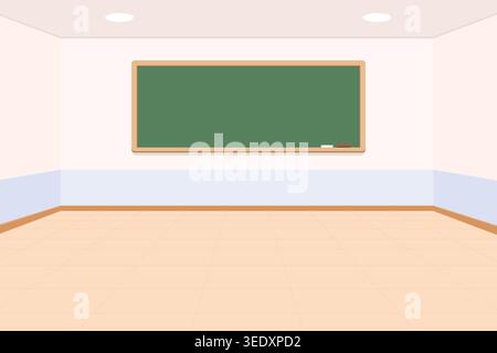 Intérieur de salle de classe vide avec tableau vert et illustration vectorielle de fond d'école. Illustration de Vecteur