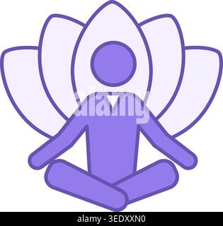 Icône couleur de méditation. Icône vectorielle d'un homme assis dans la posture du Lotus. Yoga. Exercice de relaxation. Concept de bien-être Illustration de Vecteur