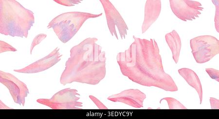 Bordure sans couture de pétales de pivoine rose aquarelle. Arrangement floral romantique parfait pour les invitations, les bannières, l'image de marque féminine, l'emballage de beauté Banque D'Images