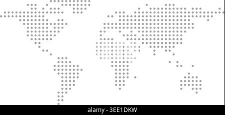 Carte du monde minimale créée à partir de points gris sur fond blanc. Communication mondiale propre et illustration de concept d'entreprise internationale. Illustration de Vecteur