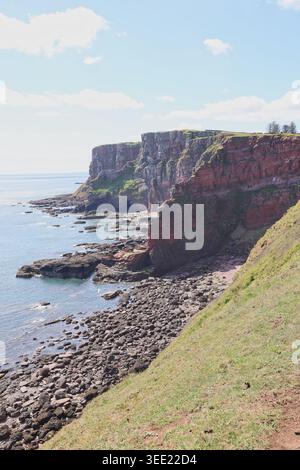 Falaises de grès rouge près d'Ethie Angus Écosse mai 2026 Banque D'Images