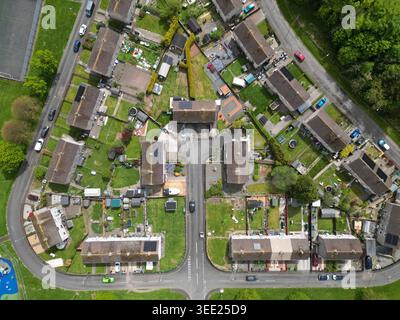 Vue aérienne de la zone de logements sociaux en Écosse - Dumfries et Galloway en mai 2026 Banque D'Images