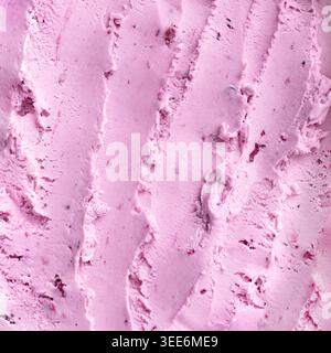 Texture de crème glacée bleuet. Glace rose de baies détaillée ou sorbet comme arrière-plan. Banque D'Images